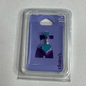 Claire's Belly Button Piercing Stainless Steel 14G/1.6mm Turquoise Heart